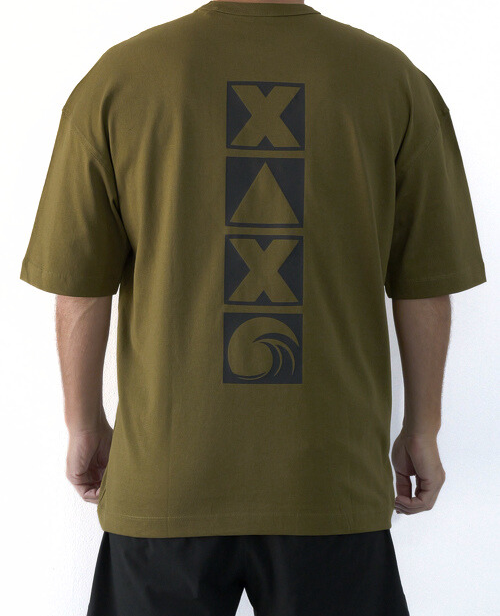 Camiseta oversize XAXO WAVES | Verde militar - Logo vertical