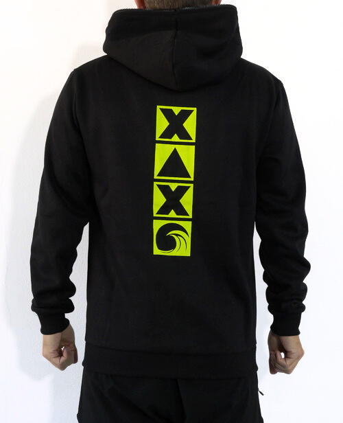 Sudadera cremallera y capucha XAXO WAVES | Negro - Logo vertical
